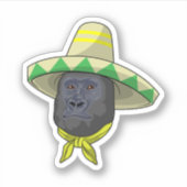 Sticker Singe avec casquette de paille (Devant)