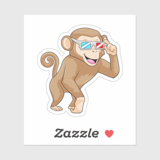 Sticker Singe avec lunettes (Feuille)