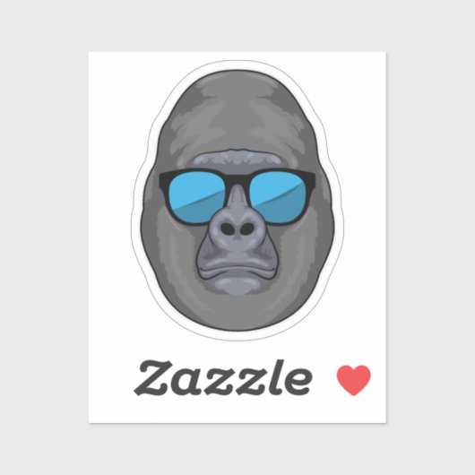 Sticker Singe avec lunettes de soleil (Feuille)