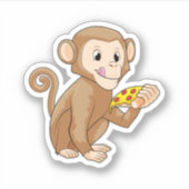 Sticker Singe avec morceau de pizza (Devant)