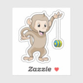 Sticker Singe avec Yo-yo (Feuille)