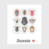 Sticker Singe Chimpanzé Gorille Singe Araignée Écureuil M (Feuille)