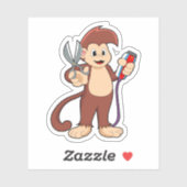 Sticker Singe comme coiffeur avec ciseaux et razor (Feuille)