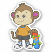 Sticker Singe comme patineur avec skateboard (Devant)