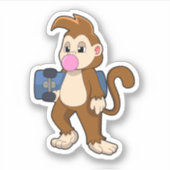 Sticker Singe comme patineur avec skateboard (Devant)