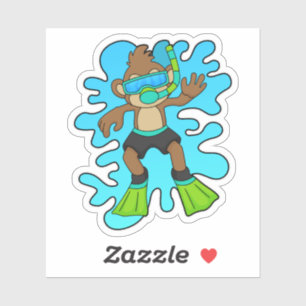 Sticker Singe comme plongeur avec tuba