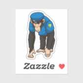 Sticker Singe comme policier avec Uniforme (Feuille)