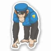 Sticker Singe comme policier avec Uniforme (Recto)
