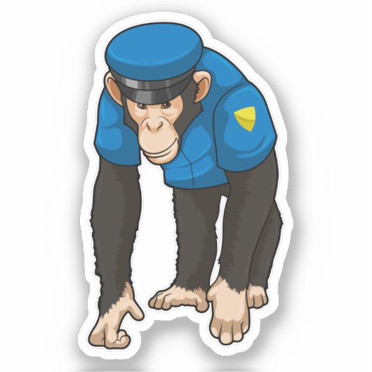 Sticker Singe comme policier avec Uniforme (Recto)