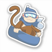 Sticker Singe comme Snowboardeur avec Sonowboard.PNG (Devant)
