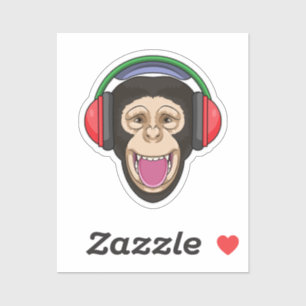 Sticker Singe dans la musique avec casque