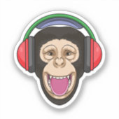 Sticker Singe dans la musique avec casque (Recto)