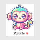 Sticker Singe Kawaii coloré aux yeux pétillants (Feuille)