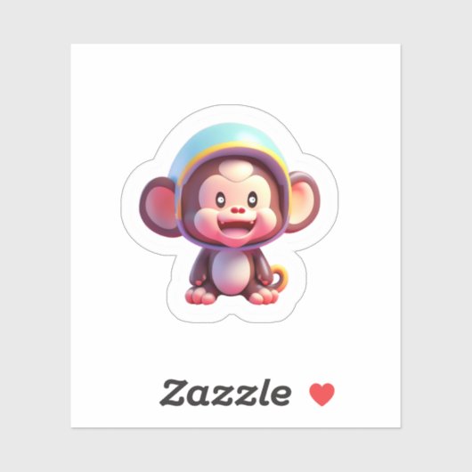 Sticker Singe mignon de bébé (Feuille)
