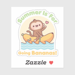 Sticker Singe Mignon Sur Bateau Banane L'été Est Pour Deve