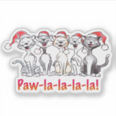Sticker Singing Christmas Cats with Santa Hats (Devant)