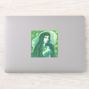 Sticker Sirène à cheveux vert sous l'Imaginaire sous-marin