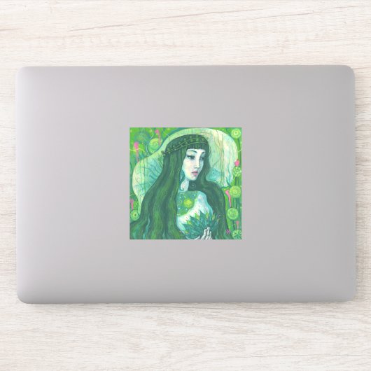 Sticker Sirène à cheveux vert sous l'Imaginaire sous-marin (Ordinateur)
