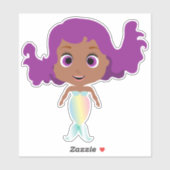 Sticker Sirène à peau foncée violette haïe (Feuille)