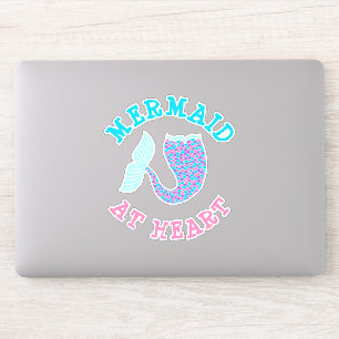 Sticker Sirène bleu violet rose blanc à la queue du coeur