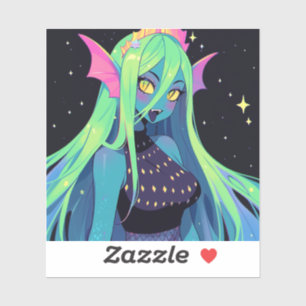 Sticker Sirène céleste de néon — Vibes de sirène cosmique