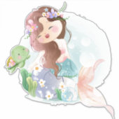 Sticker Sirène et tortue (Devant)