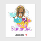 Sticker Sirène ethnique afro-américaine personnalisée (Feuille)