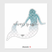 Sticker Sirène turquoise de Parties scintillant (Feuille)