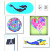 Sticker sirènes amour coeur om jolly roger (Devant)