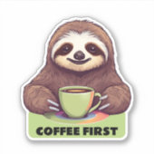 Sticker Siroter le café Sloth Premier étanche (Devant)