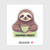 Sticker Siroter le café Sloth Premier étanche (Feuille)