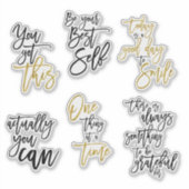 Sticker Six Citations Motivationnelles De Mise À Jour Élég (Devant)