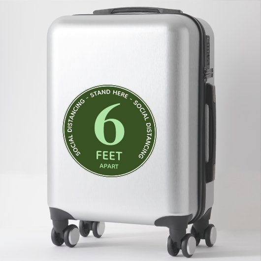 Sticker Six Foot Stand Here Distanciation sociale vert bla (Sur valise)