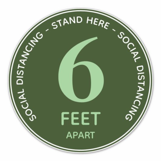 Sticker Six Foot Stand Here Distanciation sociale vert bla (Devant)