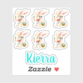 Sticker Six Mignons lapins lapins de Pâques Monogramme (Feuille)