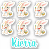 Sticker Six Mignons lapins lapins de Pâques Monogramme (Devant)