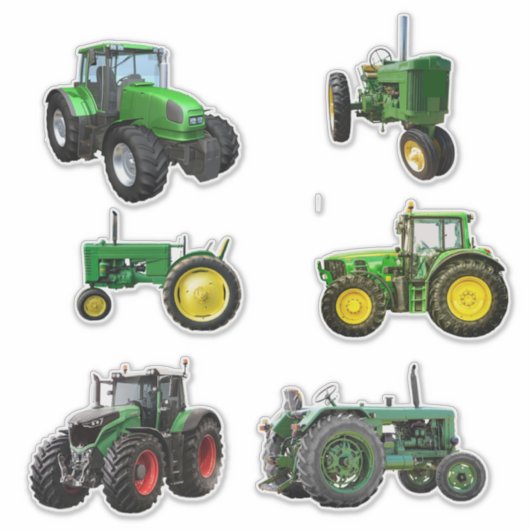 Sticker Six Tracteurs verts (Devant)