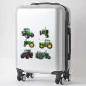 Sticker Six Tracteurs verts (Sur valise)