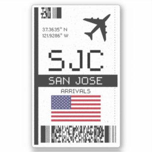 Sticker SJC San Jose Boarding Pass - Aéroport de Californi