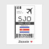 Sticker SJO San Jose Boarding Pass - Costa Rica Voyage (Feuille)