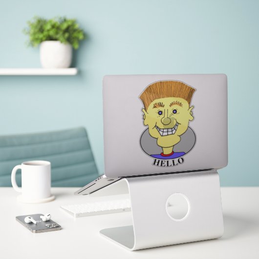 STICKER SKATEBOARD BILLY DIT BONJOUR - (Ordinateur portable sur le bureau)