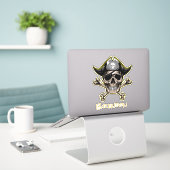 Sticker Skateboard Black Pirate Drapeau Croix Bones (Ordinateur portable sur le bureau)