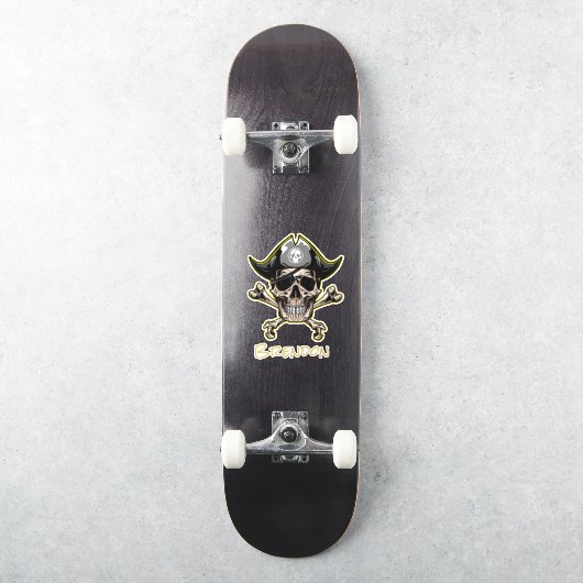 Sticker Skateboard Black Pirate Drapeau Croix Bones (Skateboard)