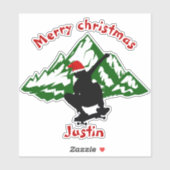 Sticker skateboard cadeau de noël, nom personnalisé (Feuille)