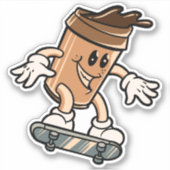 Sticker Skateboard Coffee Cup 4" Kiss Cut Vinyl (Devant)