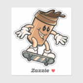 Sticker Skateboard Coffee Cup 4" Kiss Cut Vinyl (Feuille)