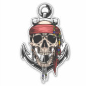 Sticker Skateboard fun Jolly roger Ancre crâne (Devant)