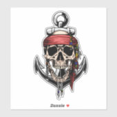 Sticker Skateboard fun Jolly roger Ancre crâne (Feuille)