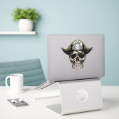 Sticker Skateboard fun Jolly roger Crâne (Ordinateur portable sur le bureau)