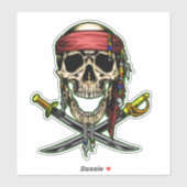 Sticker Skateboard fun Jolly roger Skull Cross Swords (Feuille)
